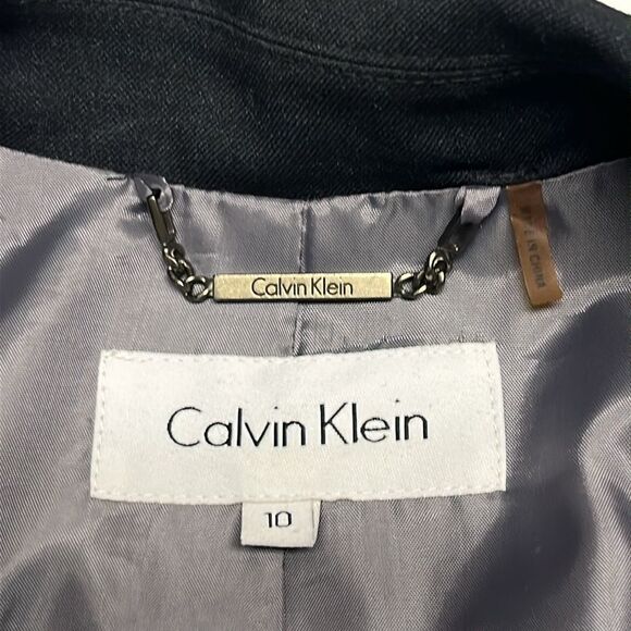 Calvin Klein Women’s Black Long Sleeve Notched Collar V-Neck Blazer- Size 10 - Picture 10 of 15